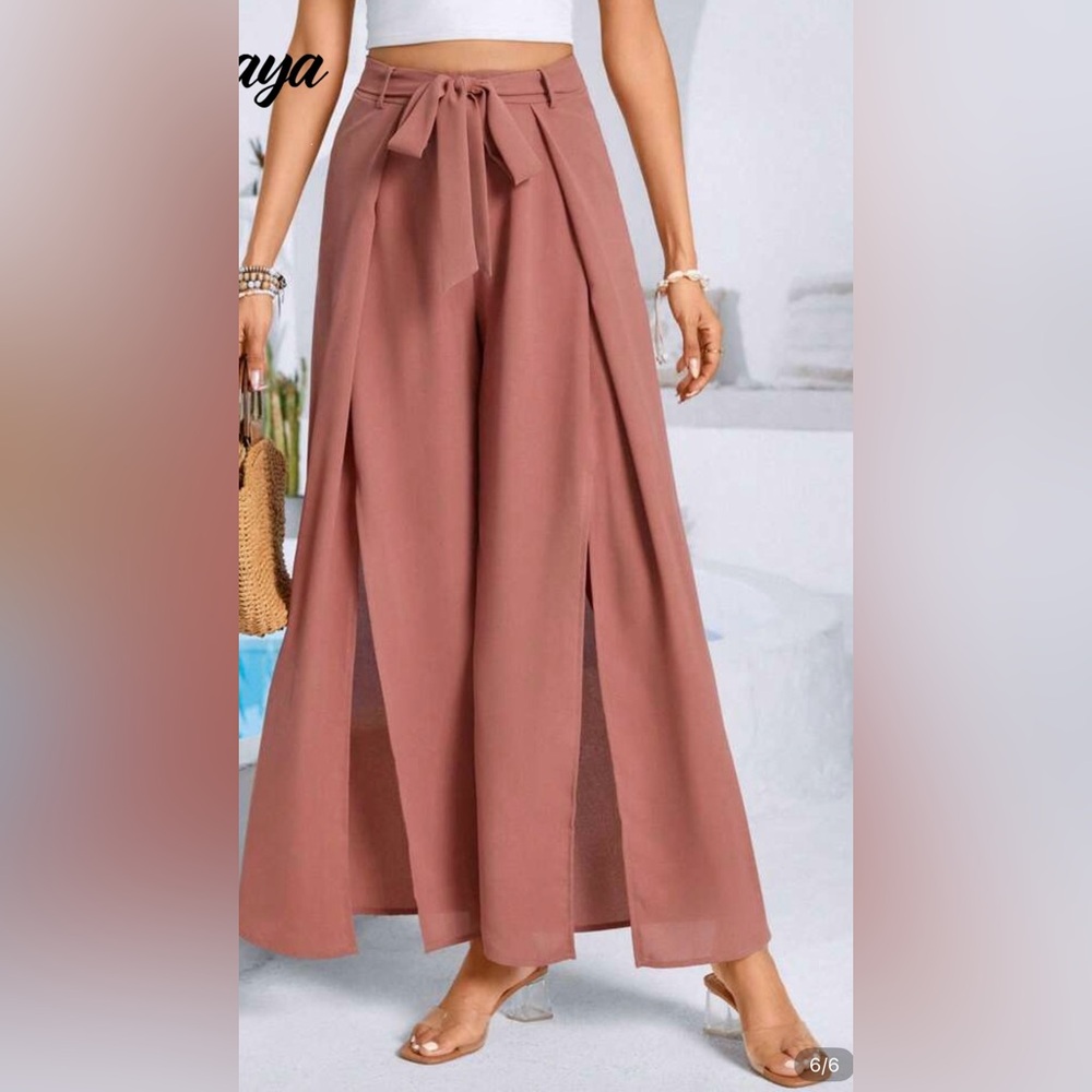 SHEIN Dusty Rose Wide-Leg Skirt - Picture 1 of 11